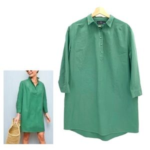 Tuckernuck Pomander Place Green Polly Dress  Button Front 3/4 Sleeves Medium